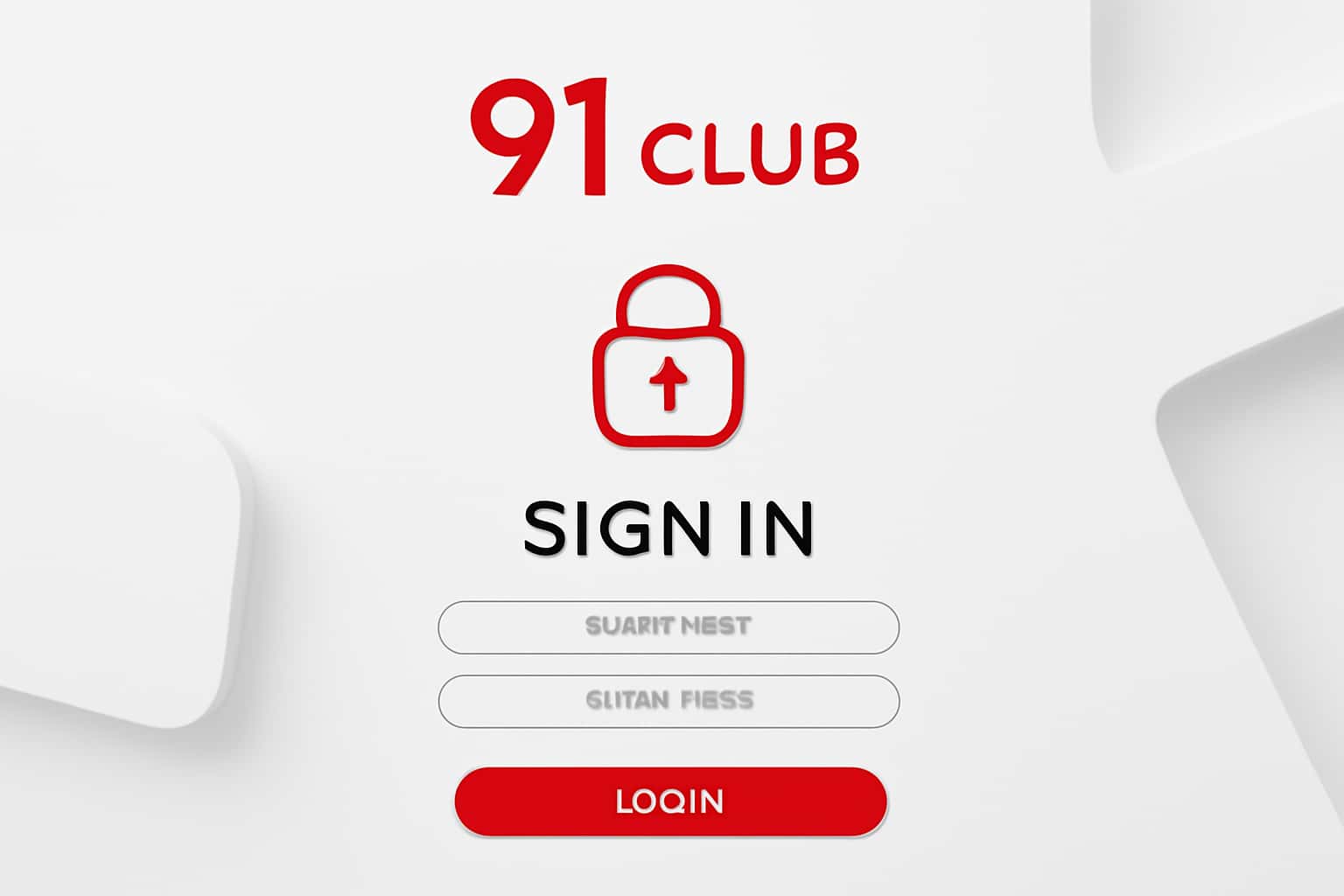 91 Club Game Sign In & Dashboard Interface