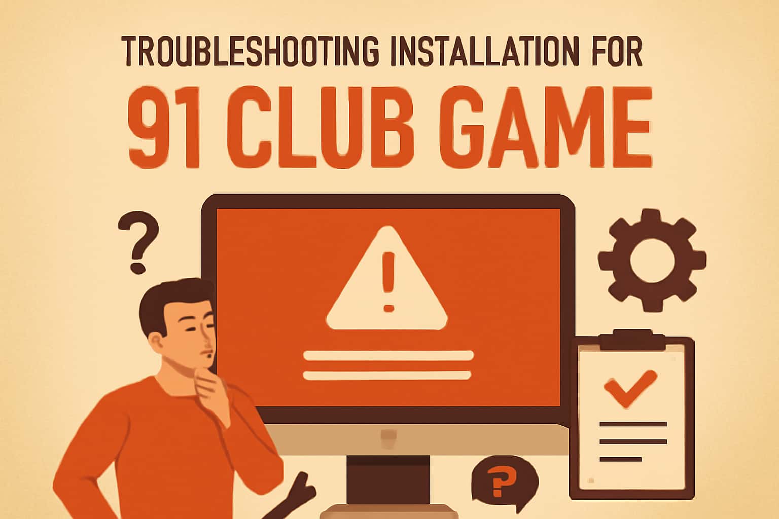 An informational graphic depicting the steps for troubleshooting the installation of the 91 Club Game.